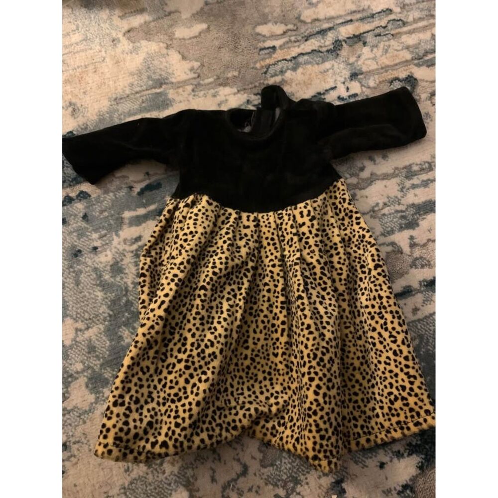 Leopard Print Velvet Doll Dress Outfit Reborn Baby Doll Clothes